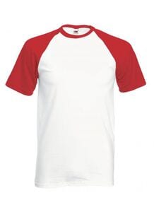 Fruit of the Loom SC237 - Short Sleeve Baseball T (61-026-0) White/Red