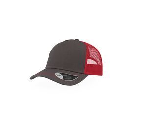 Atlantis AT180 - Cotton Canvas Rapper Cap Dark Grey/Red