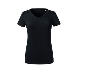RUSSELL RU103F - Women's organic V-neck t-shirt Black