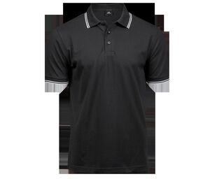 Tee Jays TJ1407 - Mens Luxury stripe stretch polo Black / White