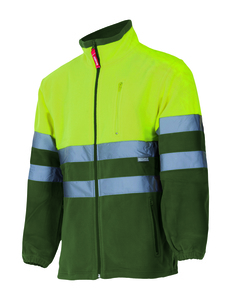 Velilla 183 - HV TWO-TONE FLEECE JACKET KHAKI GREEN/HI-VIS YELLOW